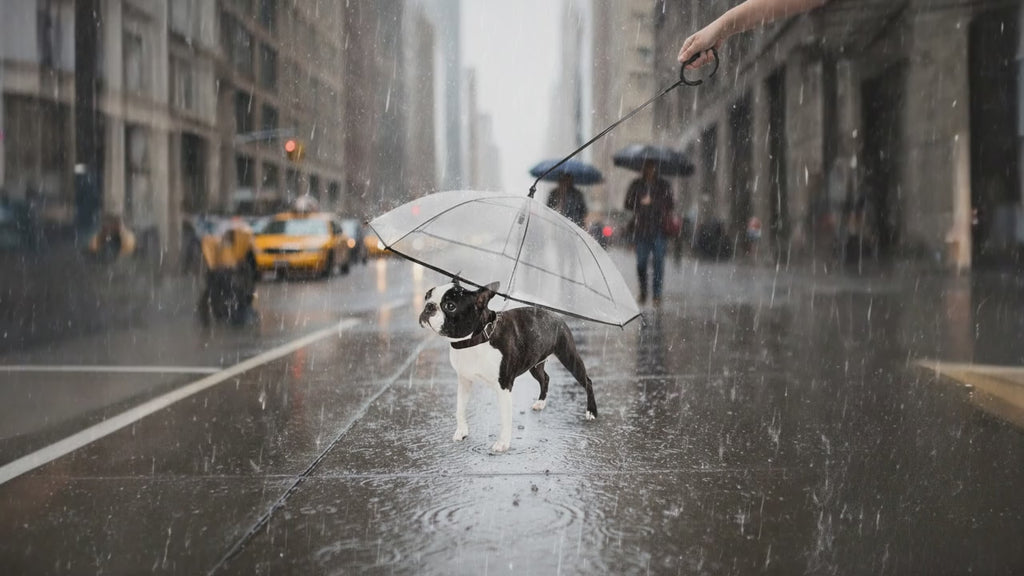 Transparent Adjustable Pet Umbrella with Built-In Leash